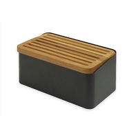 cutie pentru paine legnoart crispy din metal cu capac detasabil 2 in 1 cu functie de suport pentru felierea painii din lemn de stejar de inalta calitate finisaj artizanal negrumaro imagen 53_0_
0