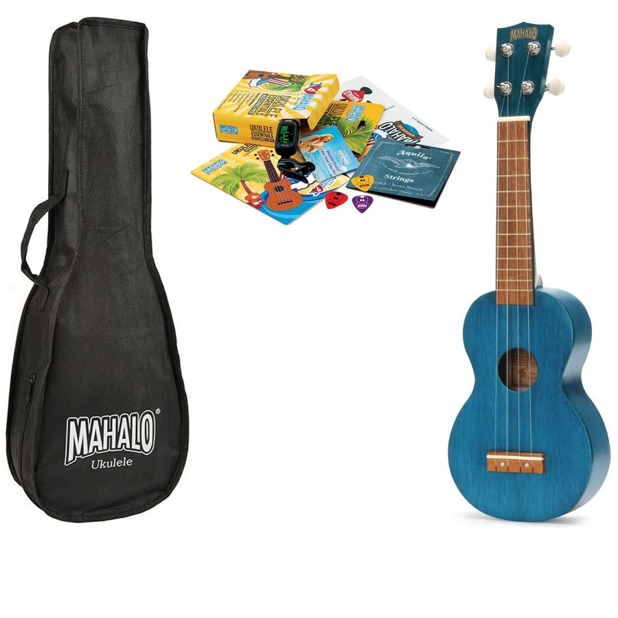 Set ukulele Mahalo MK1TBU Pro, acordor, corzi, pene, ghid, stickere, E-book