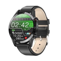 ceas smartwatch l13 negru curea de piele monitor de tensiune arteriala raspunzand la apeluri ecg monitor de ritm cardiac pedometru ip68 android  anti lost imagen 38_0_
0