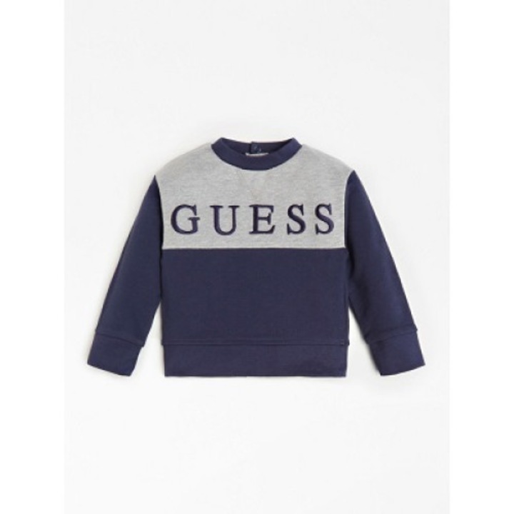 Bluza baiat Guess gri cu bleumarin, Gri/Bleumarin