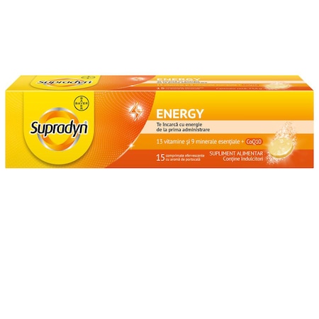 Multivitamine Supradyn Energy + Coenzima Q10, 15 comprimate efervescente, Bayer