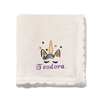 Paturica bebe, LWS, bumbac, tricotata, brodata, model unicorn Teodora Paturica bebe, LWS, bumbac, tricotata, brodata, model unicorn Teodora