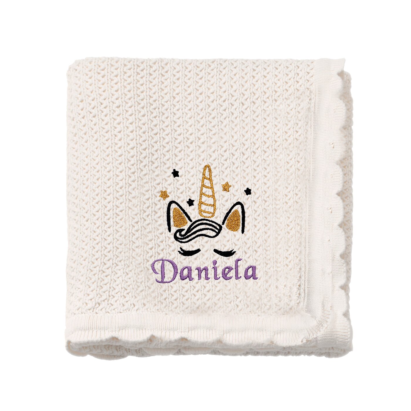 Paturica bebe, LWS, bumbac, tricotata, brodata, model unicorn Daniela