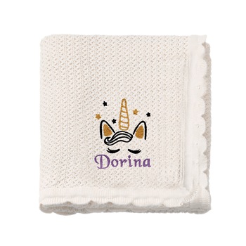 Paturica bebe, LWS, bumbac, tricotata, brodata, model unicorn Dorina Paturica bebe, LWS, bumbac, tricotata, brodata, model unicorn Dorina