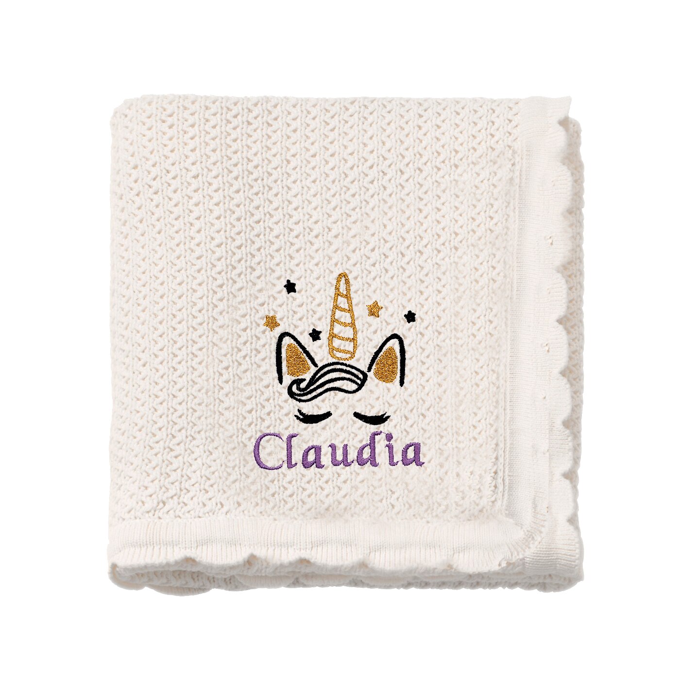 Paturica bebe, LWS, bumbac, tricotata, brodata, model unicorn Claudia