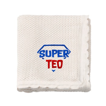 Paturica bebe, LWS, bumbac, tricotata, brodata,model super erou Teo Paturica bebe, LWS, bumbac, tricotata, brodata,model super erou Teo