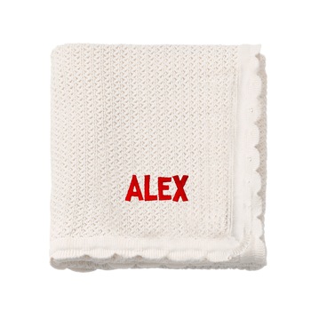 Paturica bebe, LWS, bumbac, tricotata, brodata, model nume Alex Paturica bebe, LWS, bumbac, tricotata, brodata, model nume Alex