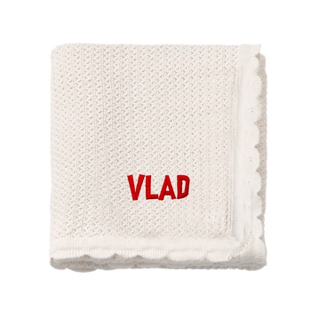 Paturica bebe, LWS, bumbac, tricotata, brodata, model nume Vlad Paturica bebe, LWS, bumbac, tricotata, brodata, model nume Vlad