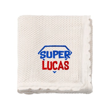 Paturica bebe, LWS, bumbac, tricotata, brodata, model super erou Lucas Paturica bebe, LWS, bumbac, tricotata, brodata, model super erou Lucas