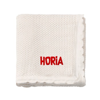 Paturica bebe, LWS, bumbac, tricotata, brodata, model nume Horia Paturica bebe, LWS, bumbac, tricotata, brodata, model nume Horia