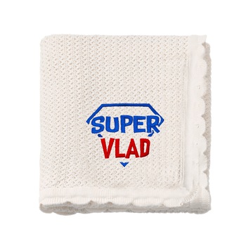 Paturica bebe, LWS, bumbac, tricotata, brodata, model super erou Vlad Paturica bebe, LWS, bumbac, tricotata, brodata, model super erou Vlad