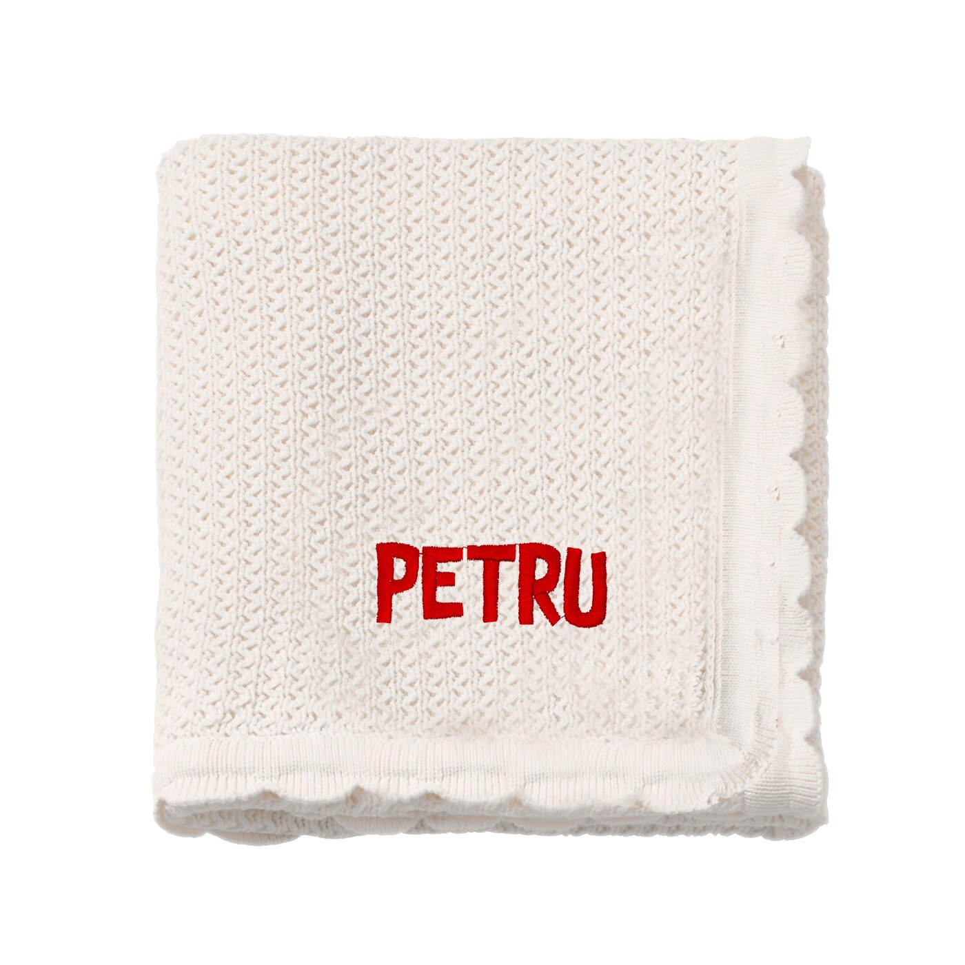 Paturica bebe, LWS, bumbac, tricotata, brodata, model nume Petru