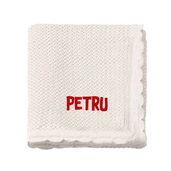 Paturica bebe, LWS, bumbac, tricotata, brodata, model nume Petru Paturica bebe, LWS, bumbac, tricotata, brodata, model nume Petru