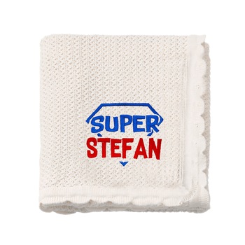 Paturica bebe, LWS, bumbac, tricotata, brodata, model super erou Stefan Paturica bebe, LWS, bumbac, tricotata, brodata, model super erou Stefan