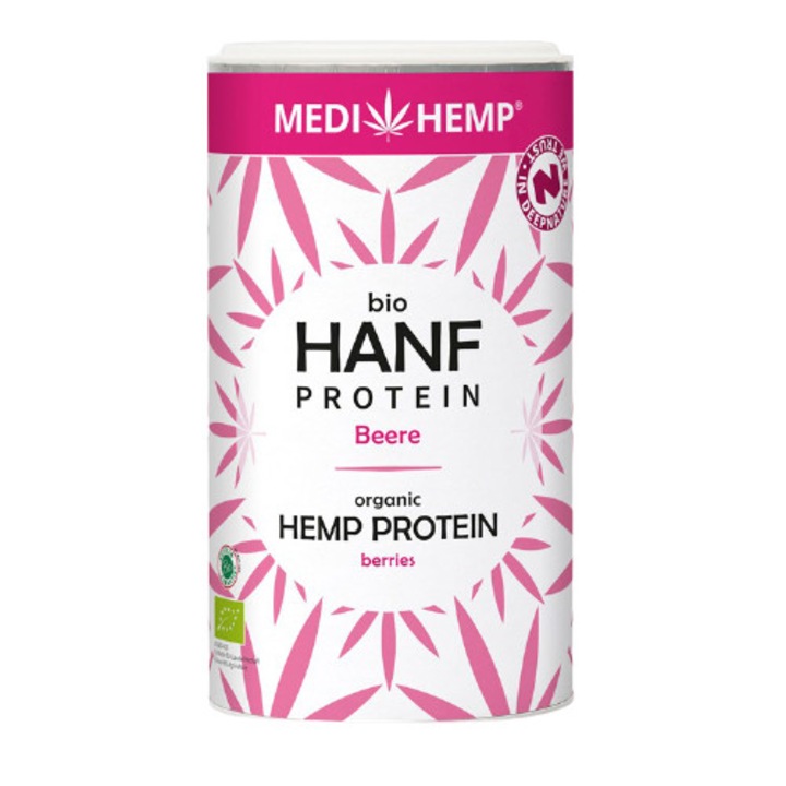 Proteina de canepa organica cu gust de fructe, Medihemp,180 g