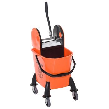 Galeata profesionala pentru mop Homcom, Din plastic, Cu storcator pentru mop, Cu roti, Portocaliu Galeata profesionala pentru mop Homcom, Din plastic, Cu storcator pentru mop, Cu roti, Portocaliu