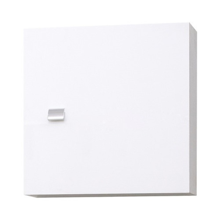 Dulap baie cub suspendat SAVINIDUE Moon, 1 usa, PAL, 45x45 cm, alb lucios