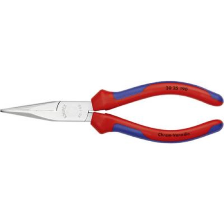 Hosszúcsőrű fogó 190 mm, hosszú, fél kerek, fogazott pofa, Knipex 30 25 190 (30 25 190)