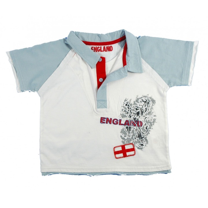England galléros póló, fehér-szürke-piros
