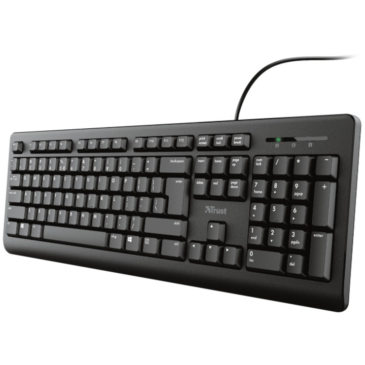 Tastatura cu fir Trust Primo, US Layout, USB, cablu 1,8m Negru
