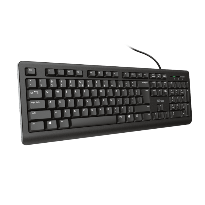 Tastatura cu fir Trust Primo, US Layout, USB, cablu 1,8m Negru