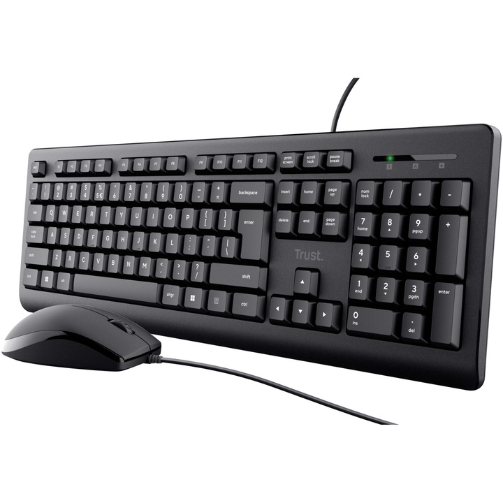 Комплект клавиатура и мишка Trust Primo, USB, 1,8 м кабел, черен