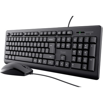 Kit tastatura si mouse cu fir Trust Primo, USB, cablu 1,8m, Negru