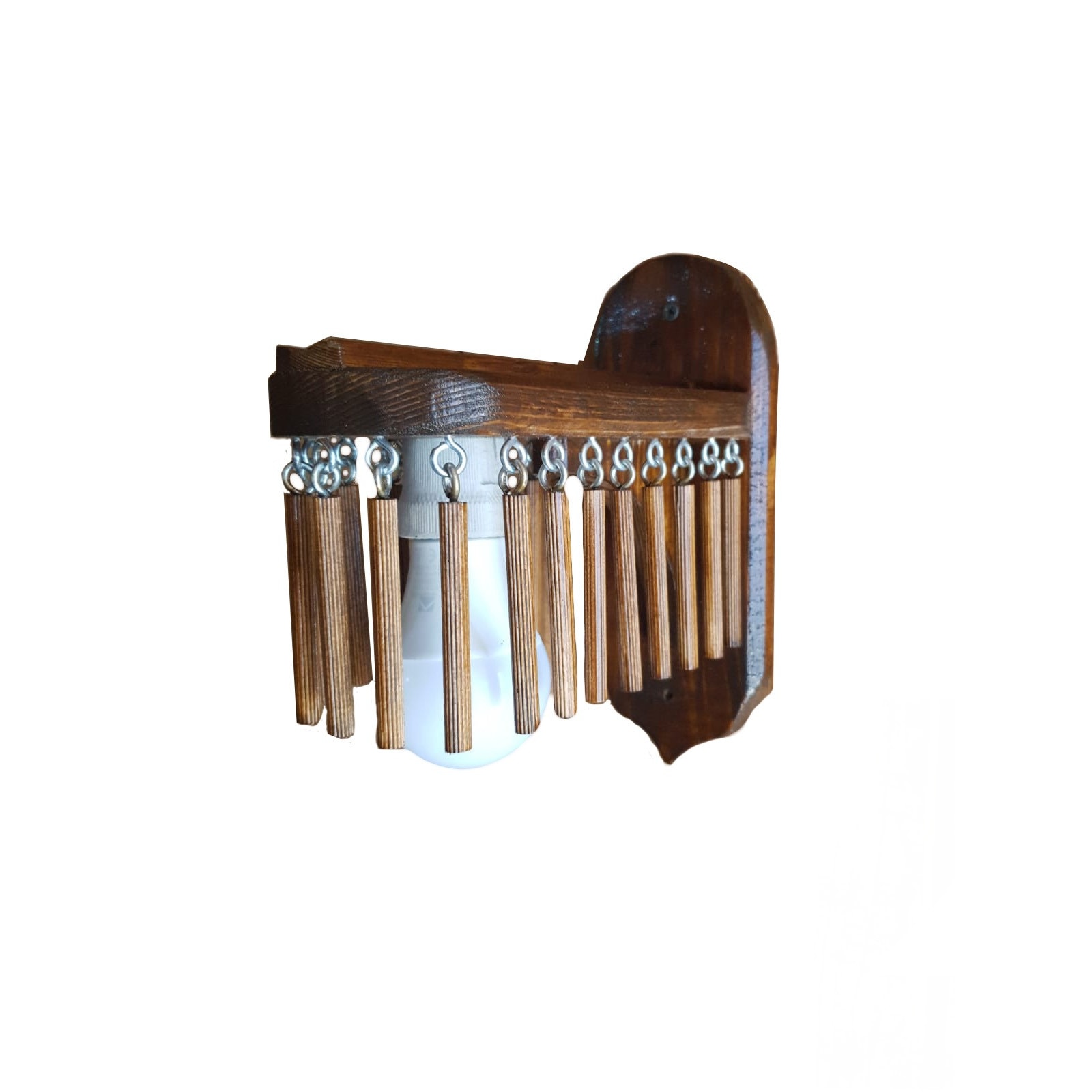 Corp iluminat decorativ rustic Metaxa Wood OD3, E27, lemn natur, 9.5x22x24 cm