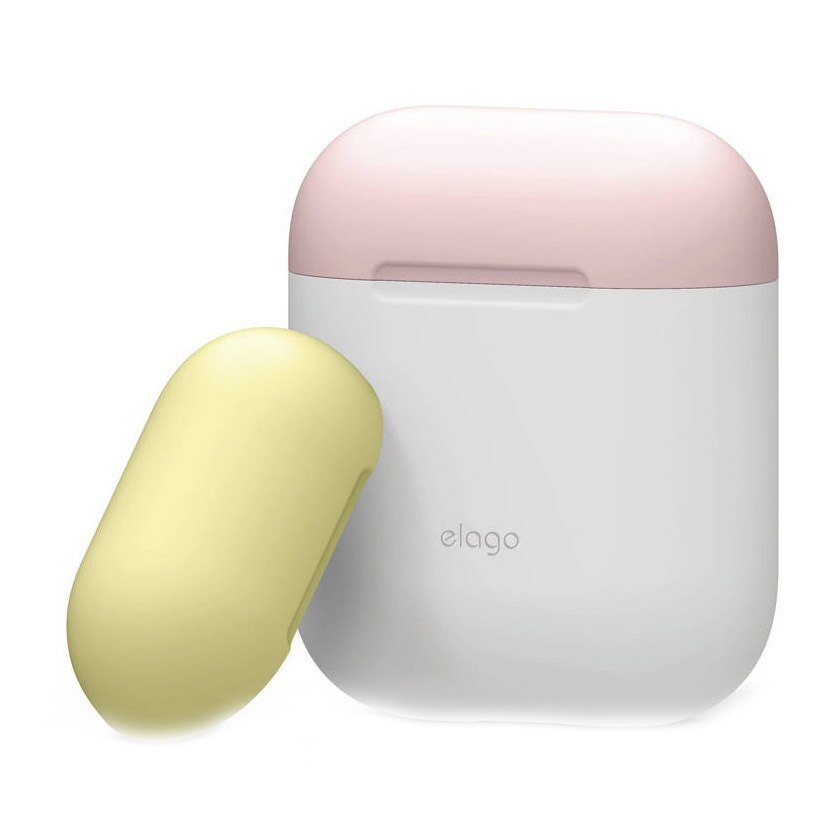 Husa din silicon Elago Duo Silicone Case, pentru Apple Airpods, alb