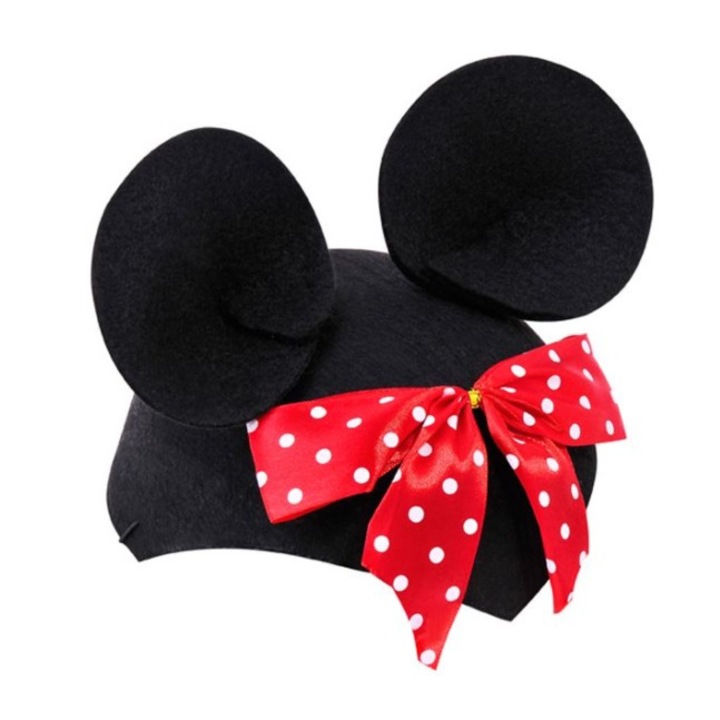 Palarie carnaval, deghizare in soarece, pentru mascarada copii, marime universala, negru cu rosu