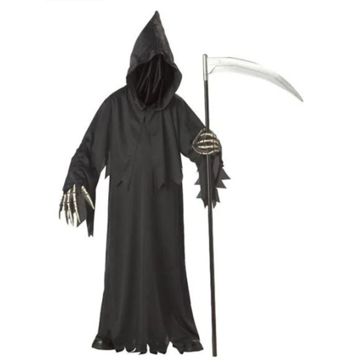 Costum Grim Reaper 10, copii 10 ani, marime universala, negru,100% poliester, Halloween