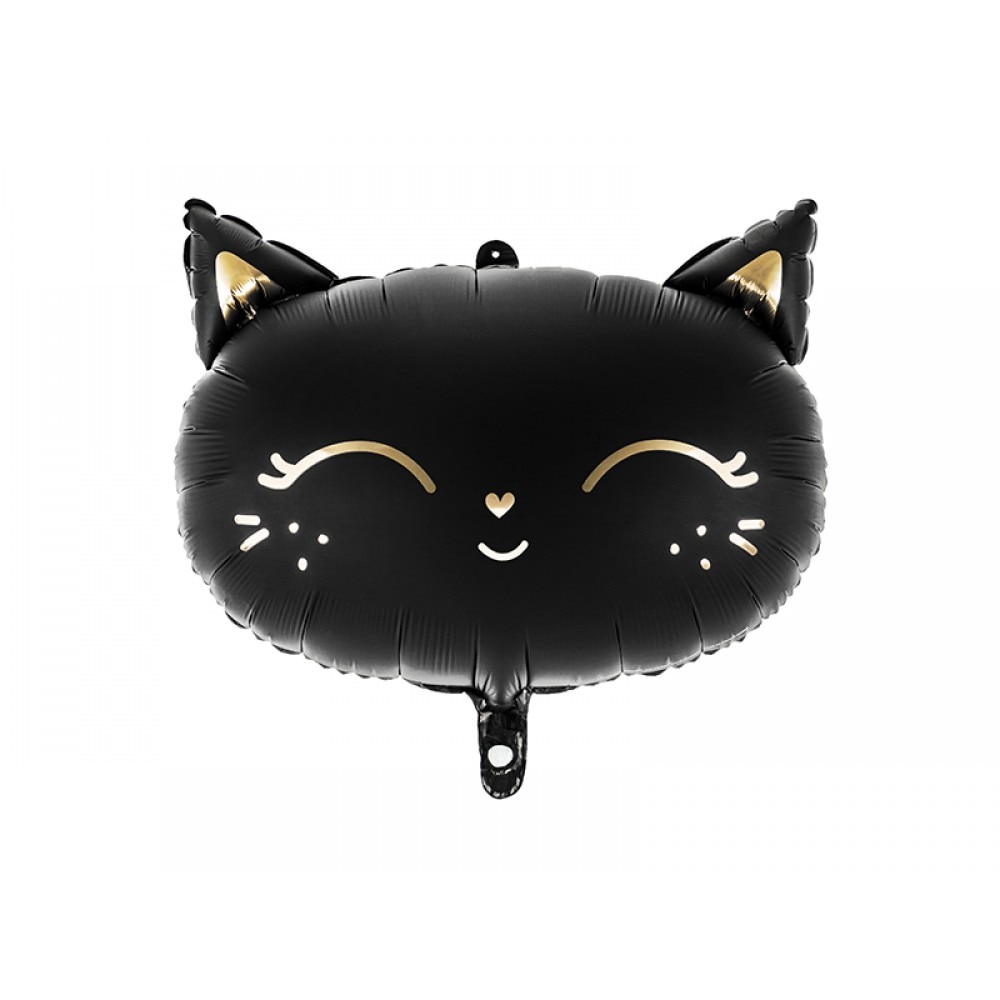 Balon folie cap de pisica, Deco, Negru, 48x36cm