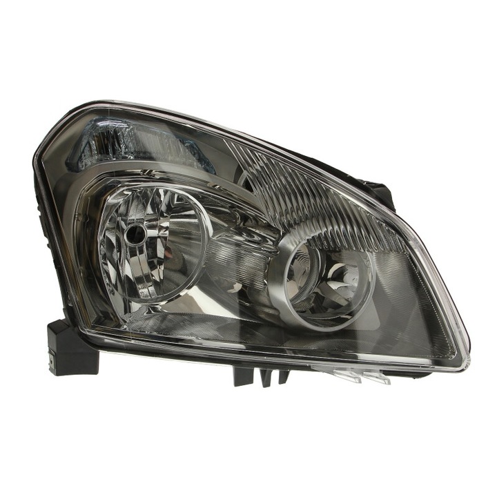 Bal oldali fényszóró fekete / elektromos króm (villanymotor nélkül) izzó H7/H7 Nissan Qasqai 2007-2010