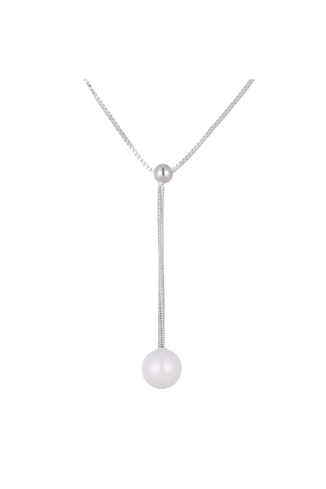 Lant din argint 925 Pearl cu pandantiv in forma de perla, 40 cm, ideal cadou, aniversare, sarbatori