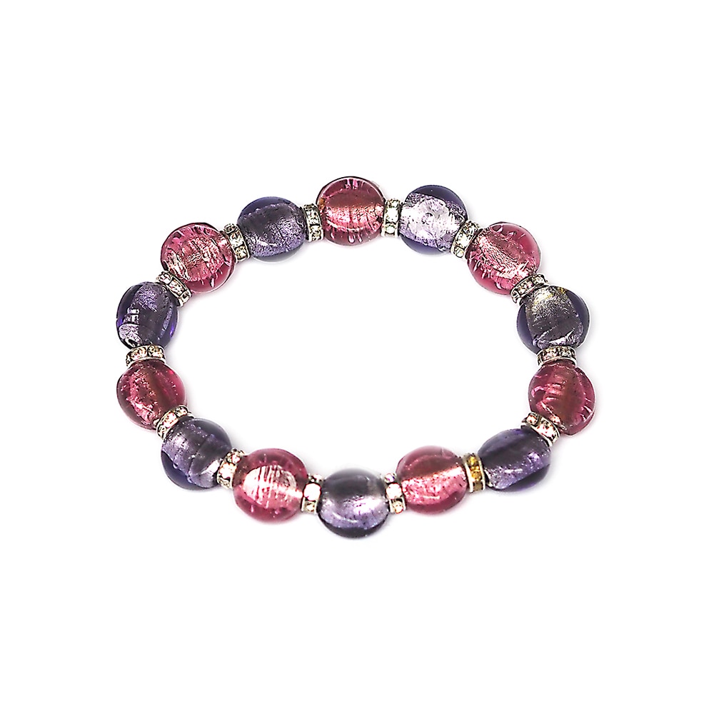 Bratara PERLA lila cu roz sidefat din sticla de Murano, diametru 6-7 cm, Bijuterii Original Murano