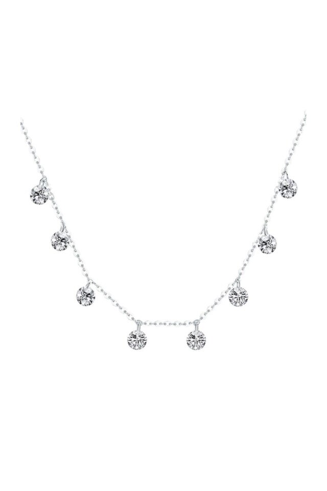 Lant din argint 925 Diamond cu 8 cristale de zirconiu, 40 cm, ideal cadou, aniversare, sarbatori