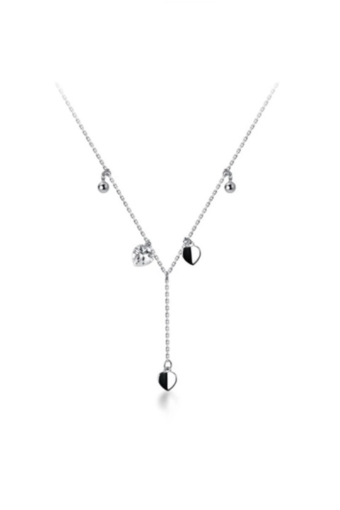 Lant din argint 925 Heart shaped cu pandantive si pietre, 40 cm, ideal cadou, aniversare, sarbatori