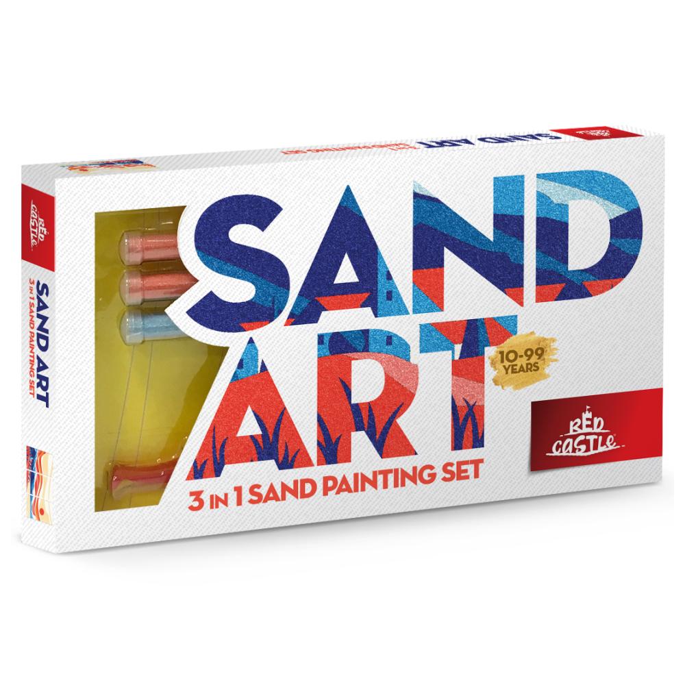 Set creativ, pictura cu nisip colorat, 3 planse 18 x 32 cm, Apus de soare, 22 tuburi nisip multicolor, 1 penseta, 3 folii protectie, pentru 10 – 99 ani