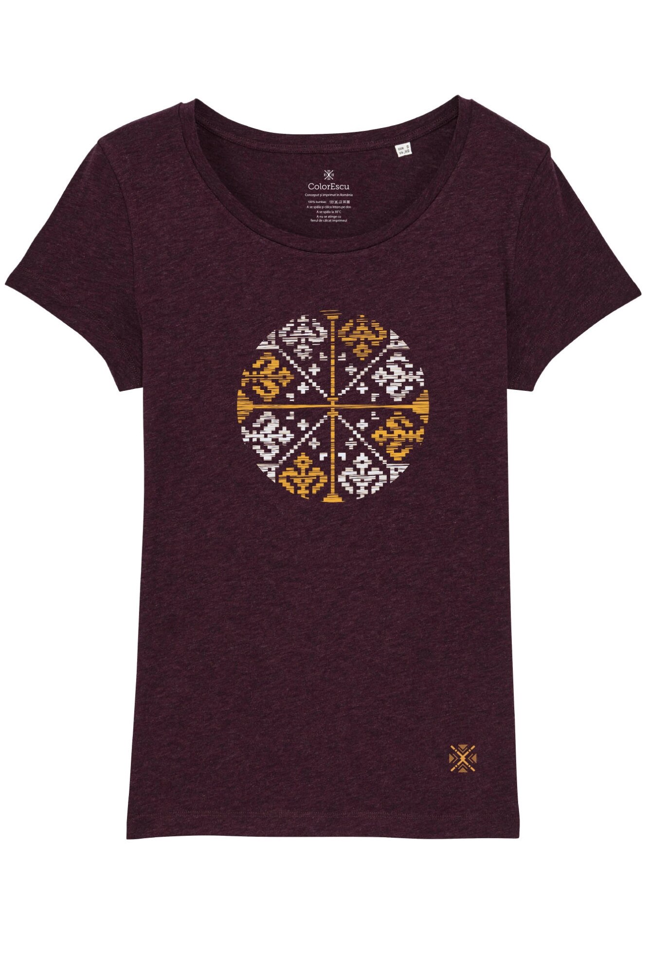Tricou Floare Traditionala, culoare burgund, ColorEscu