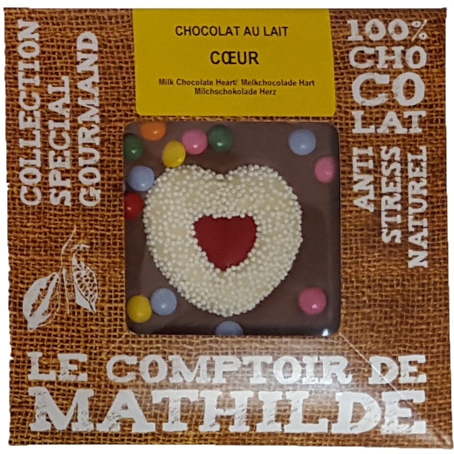 Tableta de ciocolata Comptoir de Mathilde cu lapte si inimioara cu lapte
