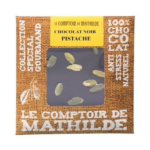 Tableta de ciocolata Comptoir de Mathilde neagra cu fistic