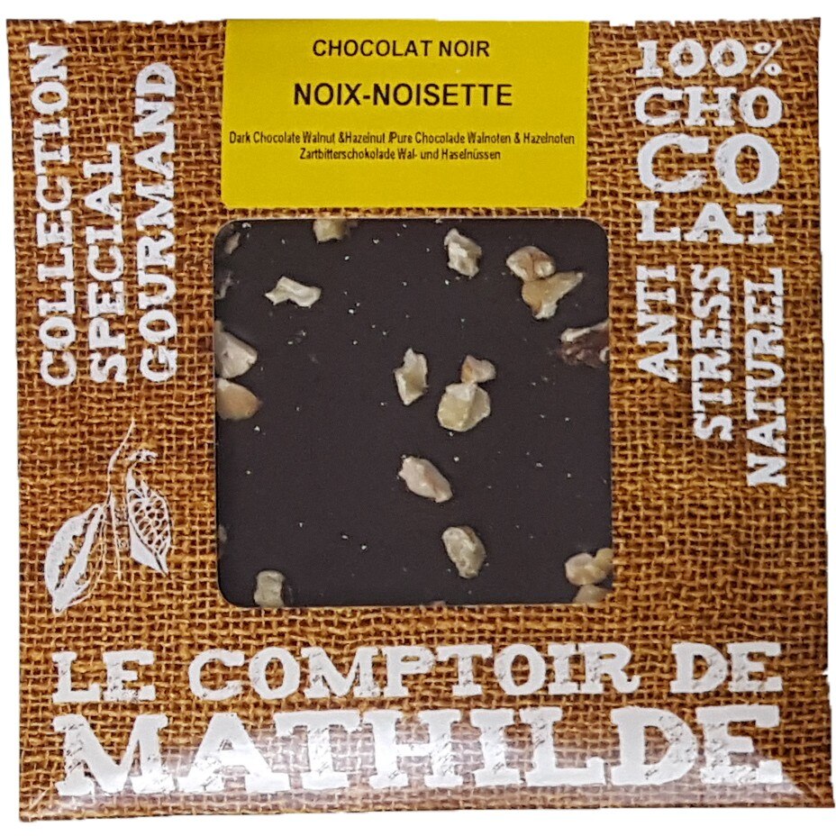 Tableta de ciocolata Comptoir de Mathilde neagra cu nuci si alune
