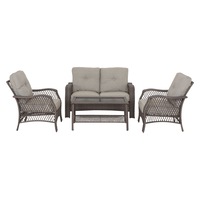 Set 2 fotolii, canapea si masuta JOLIET, maro/gri