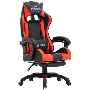 Scaun de gaming cu suport picioare, vidaXL, Piele ecologica, 64 x 65 x (111,5-119) cm, Rosu/Negru Scaun de gaming cu suport picioare, vidaXL, Piele ecologica, 64 x 65 x (111,5-119) cm, Rosu/Negru