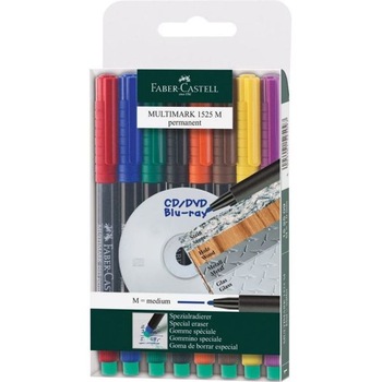 Set 8 markere permanente colorate Multimark, M, Faber-Castell Set 8 markere permanente colorate Multimark, M, Faber-Castell