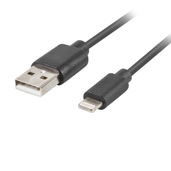 Cablu USB 2.0 tata la 8-pin Lightning tata, Lanberg 41639, lungime 1.8 metri, negru Cablu USB 2.0 tata la 8-pin Lightning tata, Lanberg 41639, lungime 1.8 metri, negru