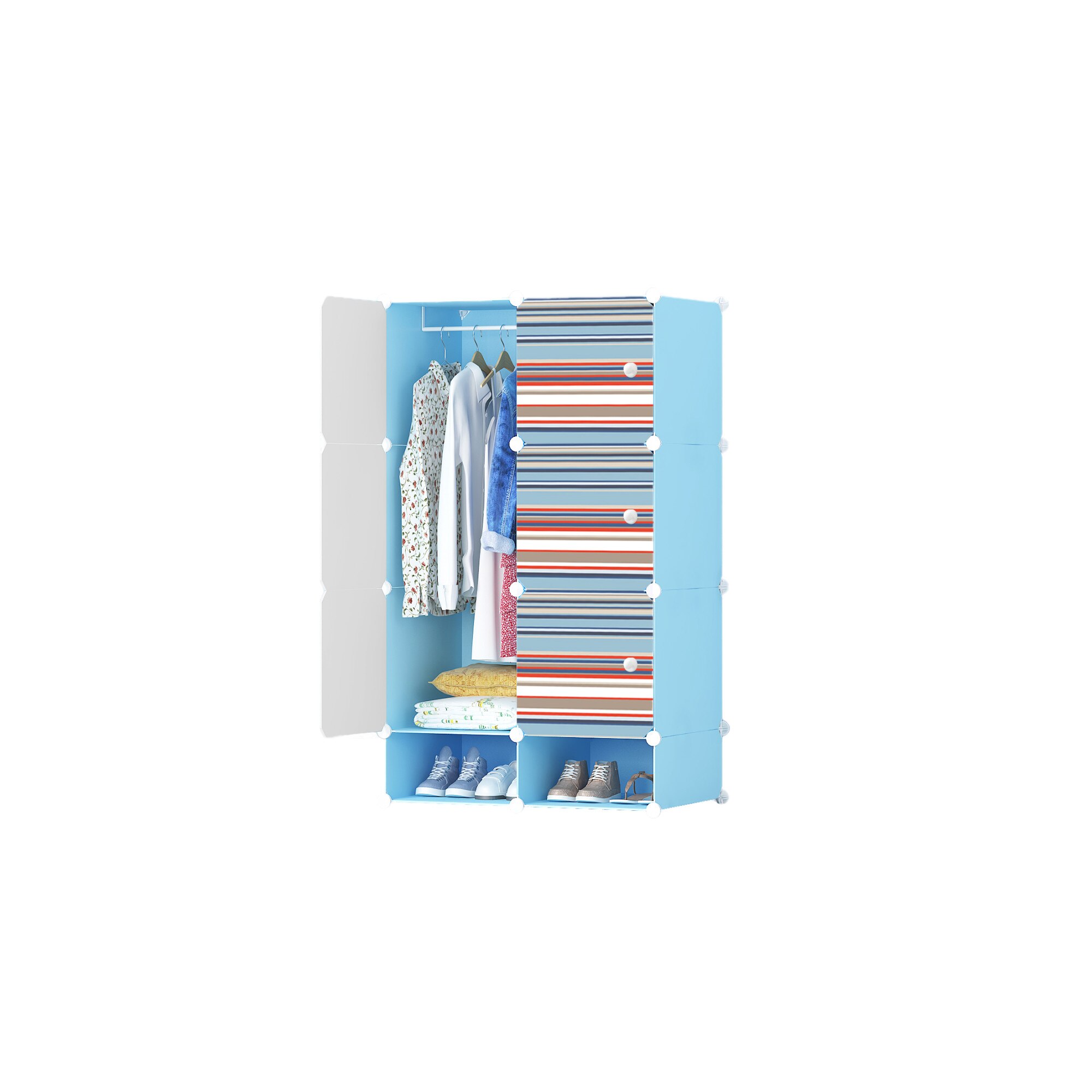 Dulap modular din plastic cu schelet metalic, D3230B, culoare Albastru, 129 x 75 x 37 cm