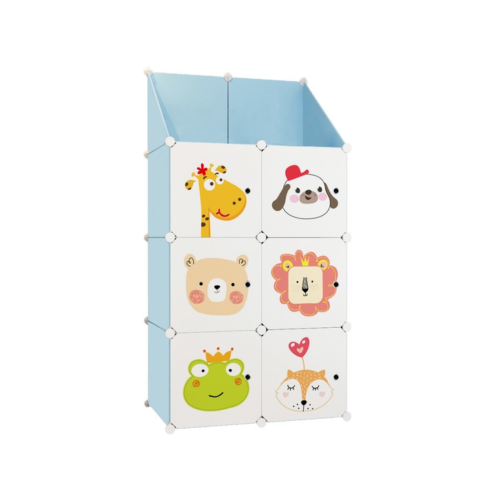 Dulap modular din plastic cu schelet metalic, D3237, culoare Albastru, 147 x 75 x 37 cm