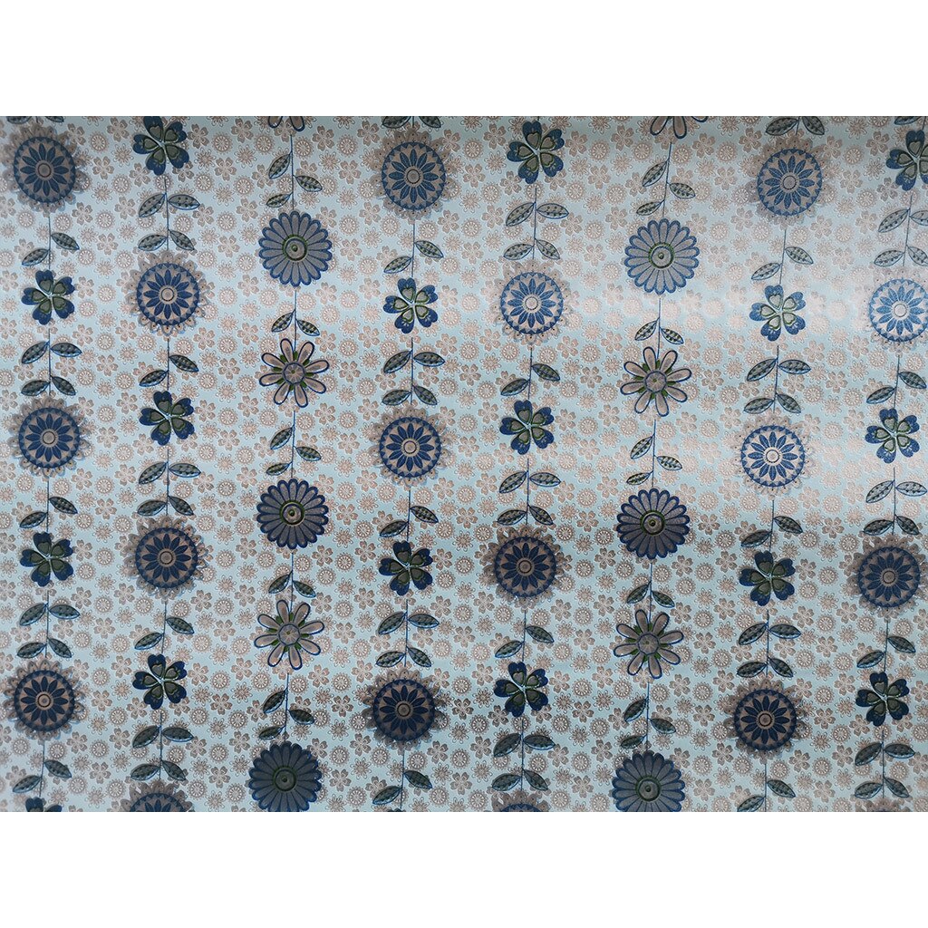 Folie geam autoadeziva Cloe, Folina, imprimeu floral albastru, 90x100 cm