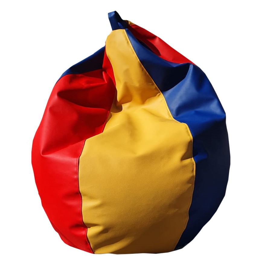 Fotoliu Puf BEAN BAGS, tip para, cu maner, piele ecologica, pentru interior/exterior, Rosu/Galben/Albastru